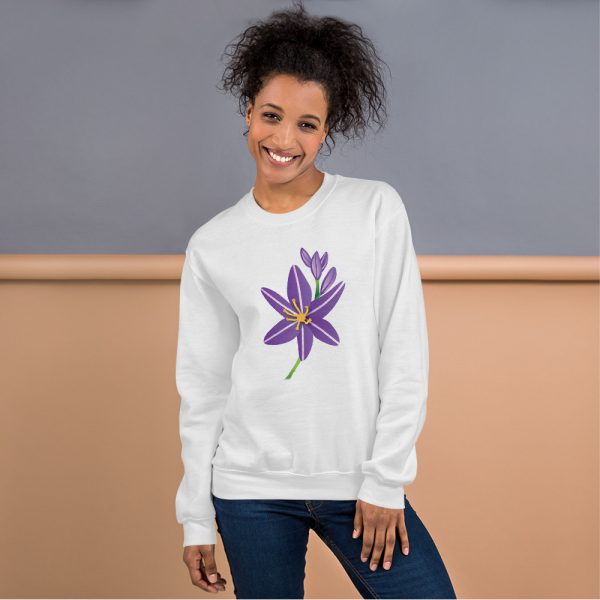 Purple Asphodel Flower Unisex Sweatshirt (White)
