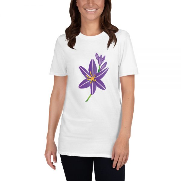 Purple Asphodel Flower Short-Sleeve Unisex T-Shirt (White)